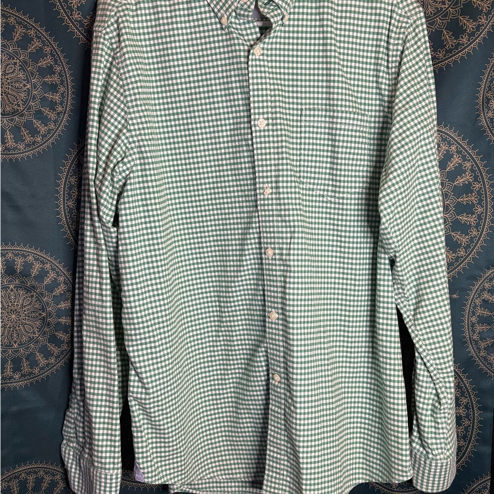 Black Brown 1826 Green Gingham‎ Casual Button Down Shirt
